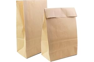 BadenBach 50 Pack 12 Lb Brown Paper Lunch Bags, 12.5" x 7" x 4.3" Large Bread Bags Bulk, Heavy Duty kraft Paper Sacks for Grocery Wrapping, Retail Shopping, Bakery, Party Favors