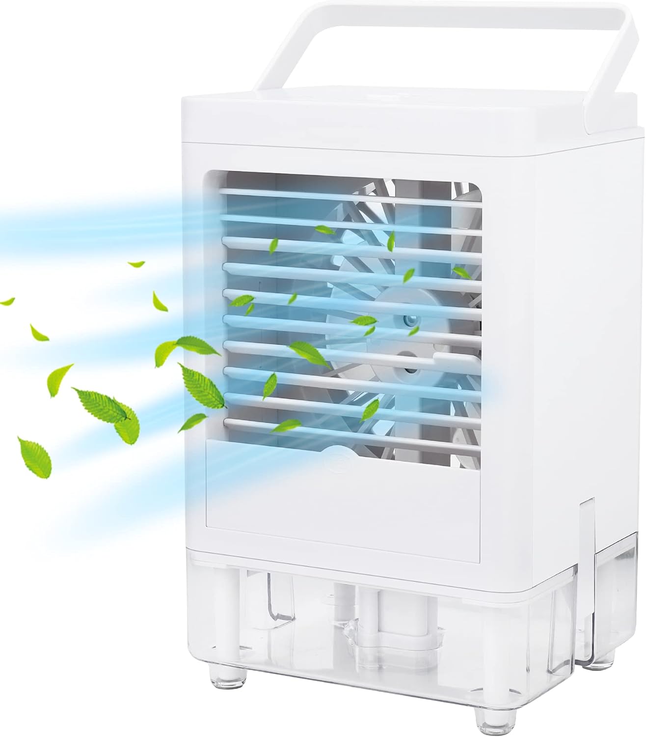 Portable Air Conditioner, Personal Air Cooler with 3 Wind Speeds, 5000mAh USB Rechargeable Battery Ice Air Cooler Fan with 1/2/4/8H Timer Function for Home Bedroom Office Camping