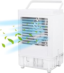 Portable Air Conditioner, Personal Air Cooler with 3 Wind Speeds, 5000mAh USB Rechargeable Battery Ice Air Cooler Fan with 1/2/4/8H Timer Function for Home Bedroom Office Camping