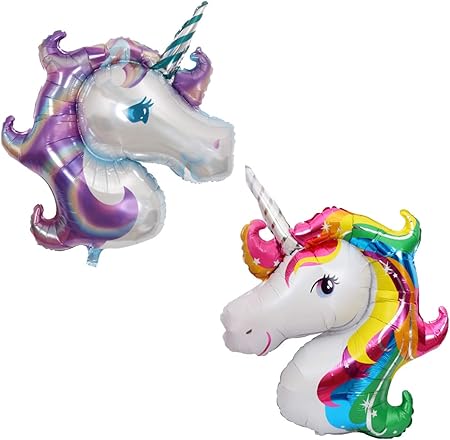 Amazon Onehorse 2体セット ユニコーン バルーン 風船 顔 おもちゃ ゆめかわいい パーティー 装飾 飾り付け レインボー パープル 風船 バルーン おもちゃ