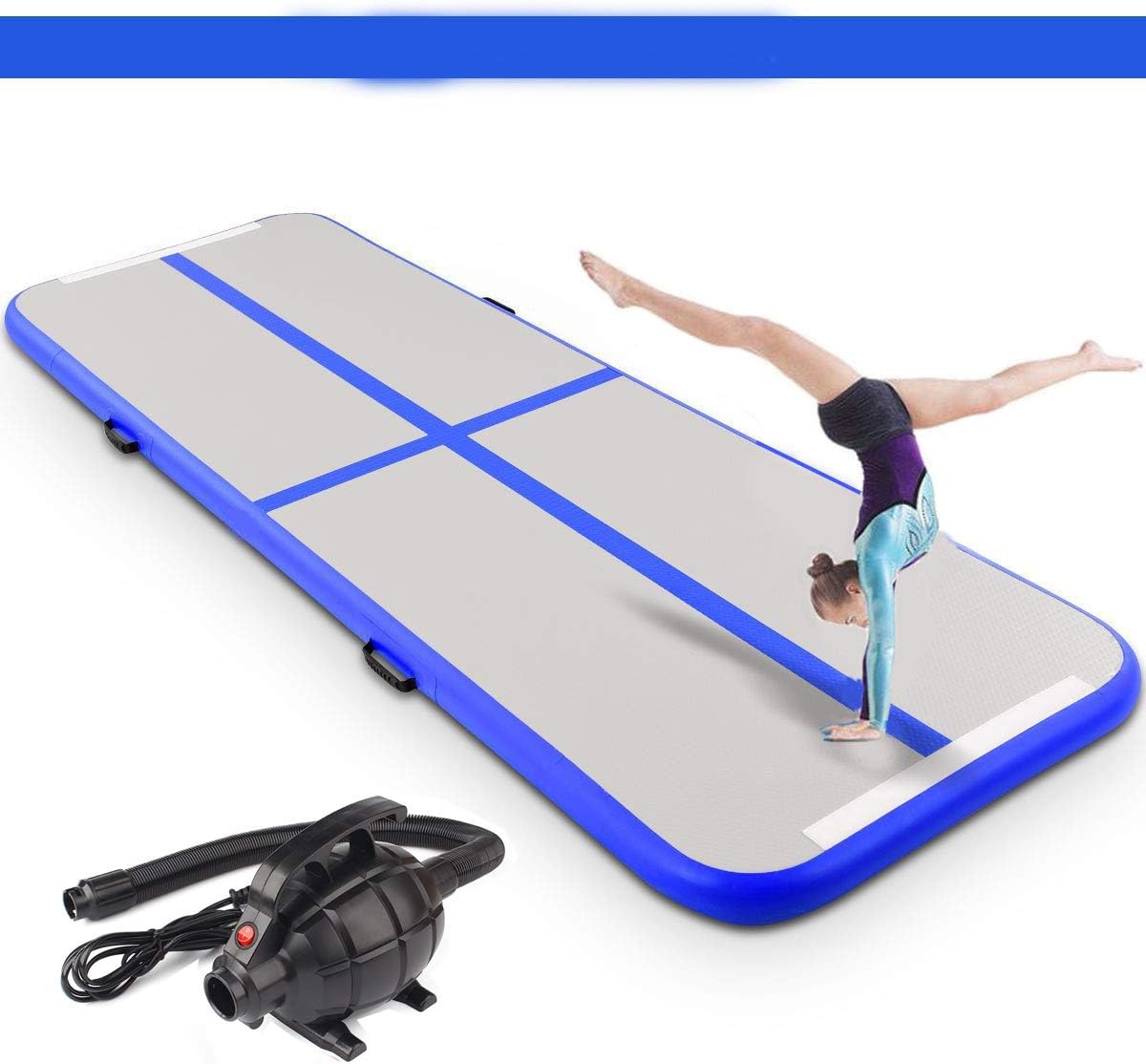 Lucear Inflatable Gymnastic Mat Air Track Tumbling Mat with Pump Air Floor Practice Gymnastics Cheerleading Tumbling Martial Arts for Home Use, Beach, Park and Water