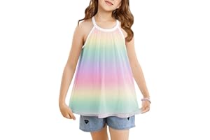 Ivicoer Girls Flowy Tops Cute Summer Sleeveless Shirts Kids Fashion Halter Tops Size 3-10 Years