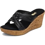 ONEX Women's Taylor Thong Sandal - Platinum With Rhinestones, 1 1/4 Inch Wedge, Size 6