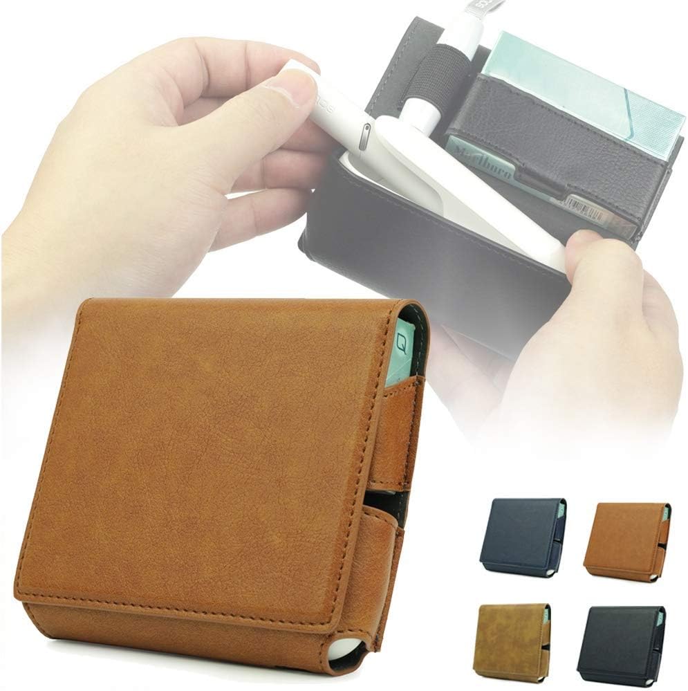 TYTX Leather Case for IQOS 3.0 Foldable Portable Scratch Resistant Cover Full Protection Pocket Wallet Holder Pouch Bag (Brown 1)