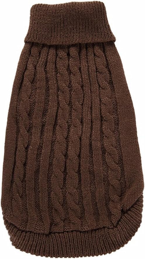 Cute Pet Puppy Cat Dog Warm Jumper Sweater Knitwear Coat Apparel Vest Clothes for Small Medium Breeds Autumn Winter(L,Dark Brown)