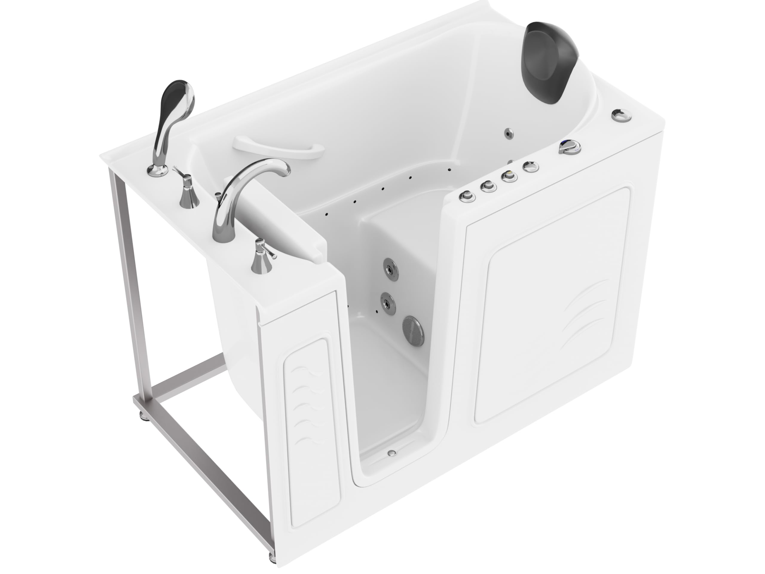 Photo 1 of ANZZI Walk in Tub 27" x 53" Right Drain Fully Loaded Tub, Air Jets & Whirlpool Massage Jets Hot Tub, Quick Fill, 6 Setting Handheld Shower Sprayer, Aromatherapy, Bath Pillow, LED Light (AMZ3053LWD)