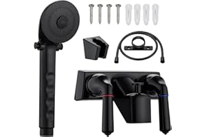 LAVISHSTREAM RV Shower Faucet with Handheld Showerhead & Hose, Non-Metallic ABS Shower Valve Diverter, Leak-Proof, Rust-proof Design for RV Camper Motorhome Travel Trailer Indoor/Outdoor Use, Black