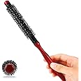 Small Round Brush for Blow Out, Dia 1 Inch Mini Quiff Roller Brush Portable Travel Brush with Wooden Handle and Stiff Nylon Bristles for Styling Wet, Dry, Short, Fine Hair, Bangs, Blowout Volume