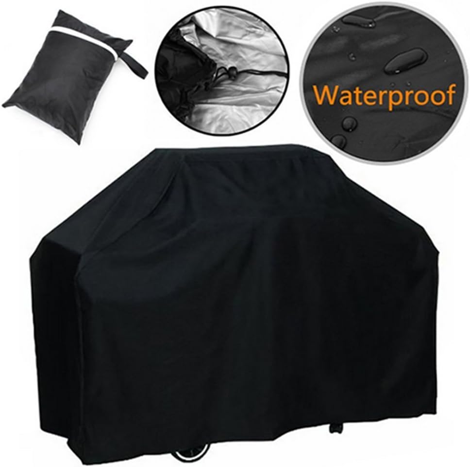 Kanggest Barbecue Cover Heavy Duty Waterproof BBQ Grill Cover 150*100*125cm Garden Outdoor Patio Grill Rain Dust UV Resistant Protection Cover for Weber,Holland,Jenn Air,Brinkmann and Char Broil Black