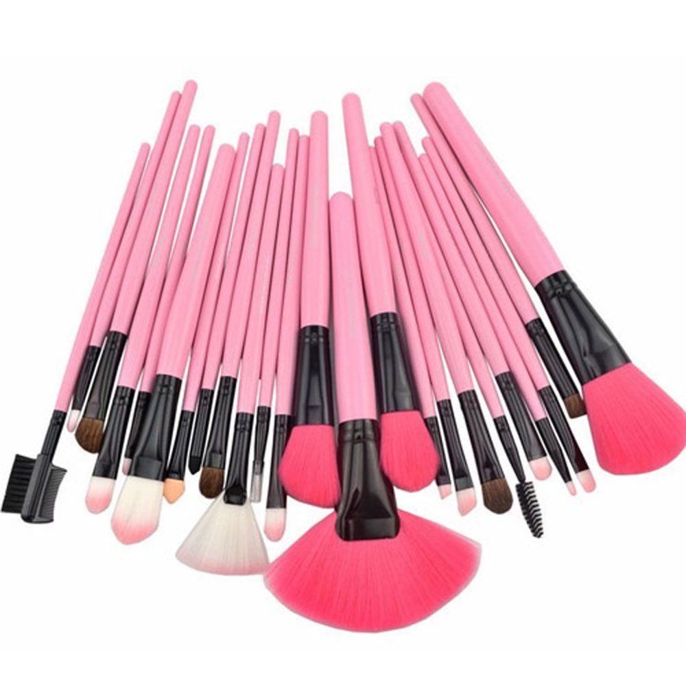 24 pcs Pro Cosmetic Makeup Brush Set with Pink Bag Beauty