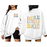 COLORFUL BLING Bride Sweatshirt For Women I Said Yes Engaged Gift Wedding Party Pullover Oversized Casual Crewneck Tops