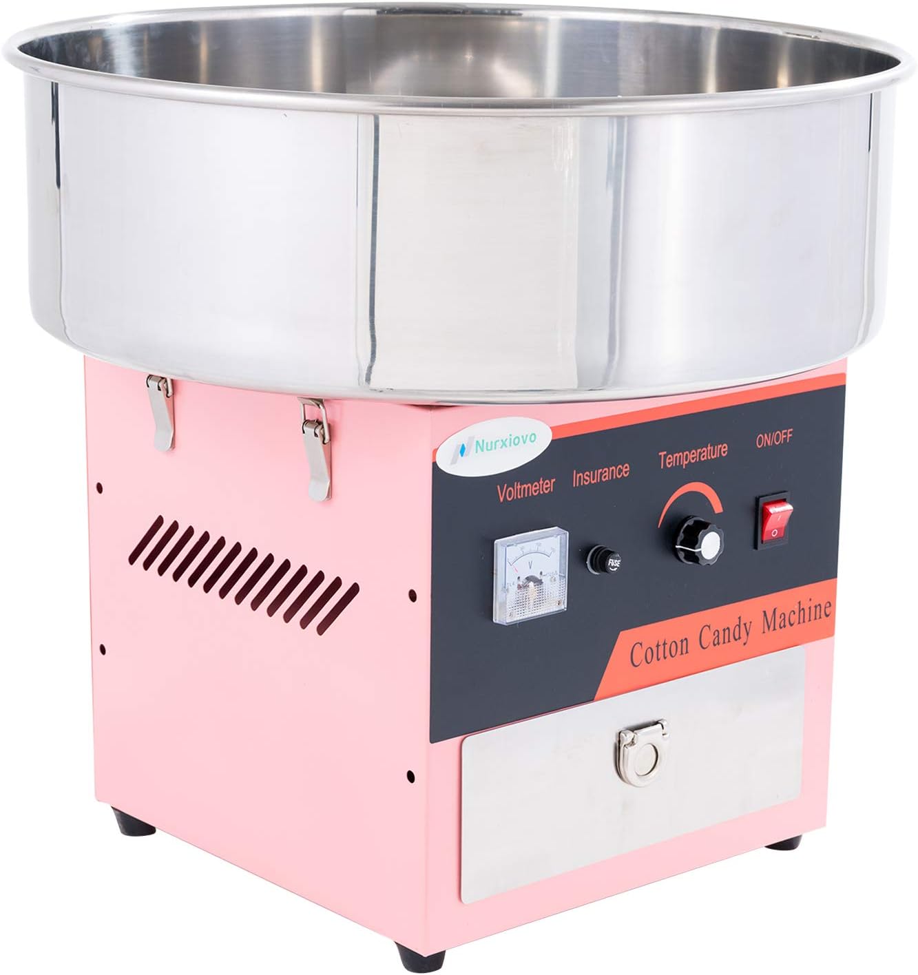 SUNCOO 21 Inch Cotton Candy Machine Electric Commercial Cotton Candy Maker Large Stainless Steel Candy Floss Maker Machine Pink