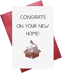 Funny New Home Card, Cat New Home Card, New Home Card for Cat Lover, Congrats on Your New Home (5.3'' x 8'' folded)