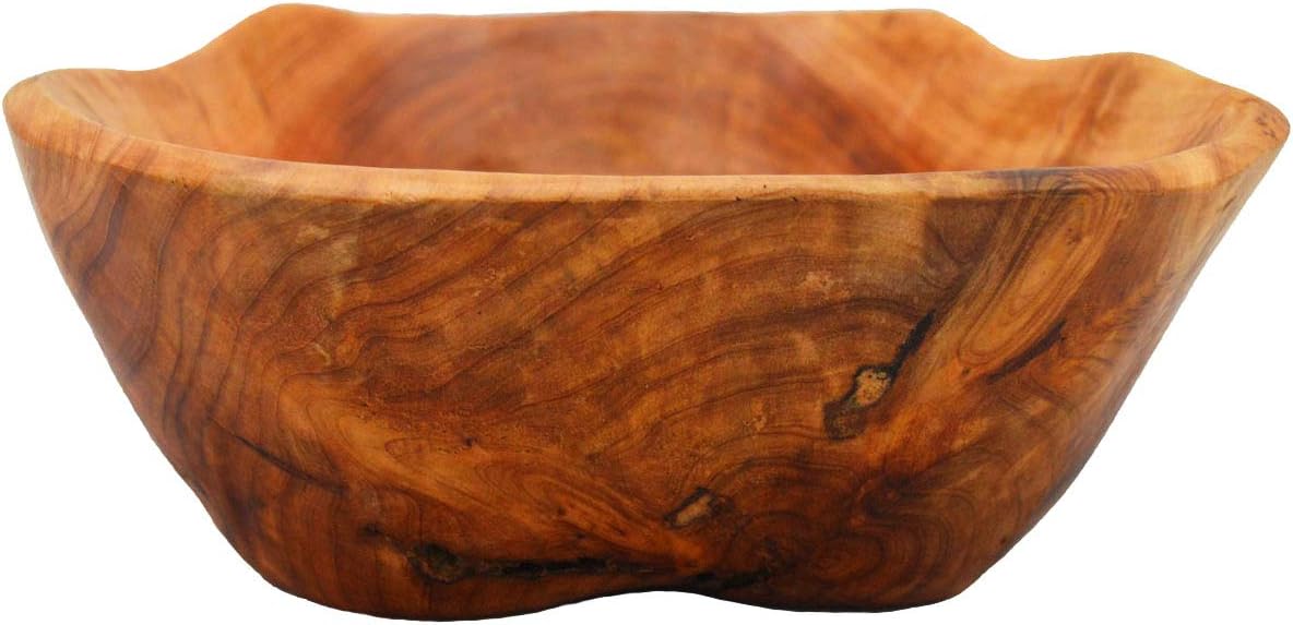 YUZENET Wooden Bowl Natural Root Wood Crafts Bowl, Hand Carved Salad and Fruit Serving Bowl (10-12")