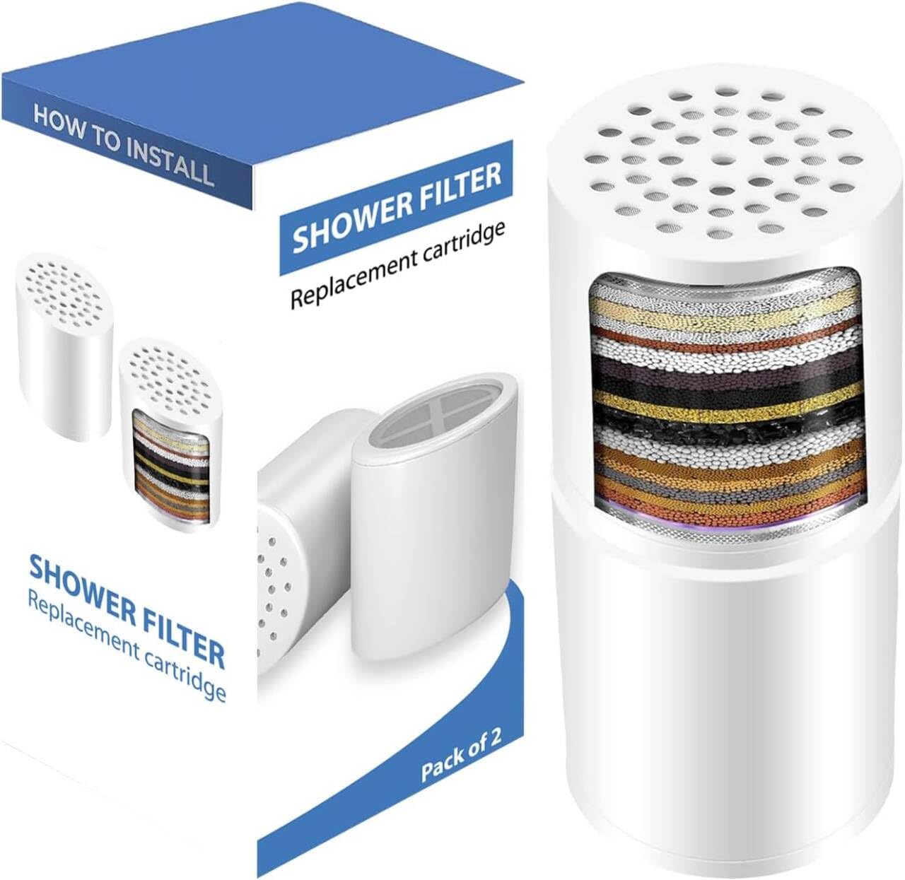 Universal Replacement 36-Stage Shower Filter Cartridge for Hard Water, Filter Cartridge - Reduces Chemicals Chlorine
