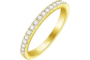 SILVERNANA Moissanite Wedding Band,925 Sterling Silver Wedding Ring for Women Stackable Eternity Rings for Her Size 4-10