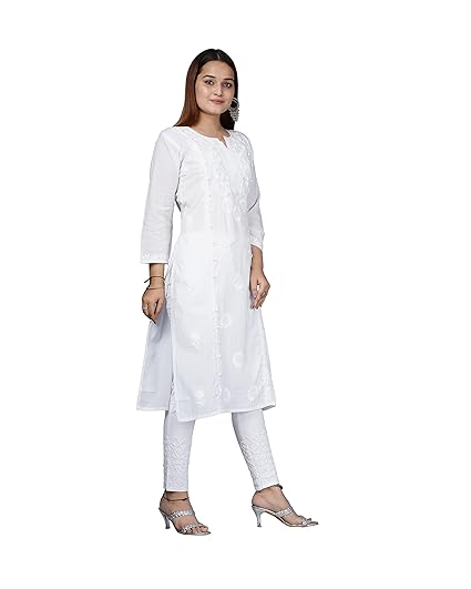 Lakhnavi white kurti Clearance