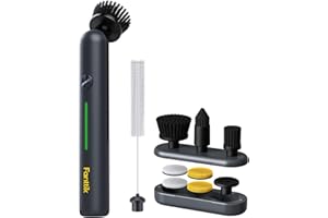 Fanttik G9 Nano Cordless Spin Scrubber with NeoPulse Motor, IPX7 Waterproof Grout Brush, 8 Replaceable Heads & LED Display for Cleaning Bathroom, Tile, Corners - Black