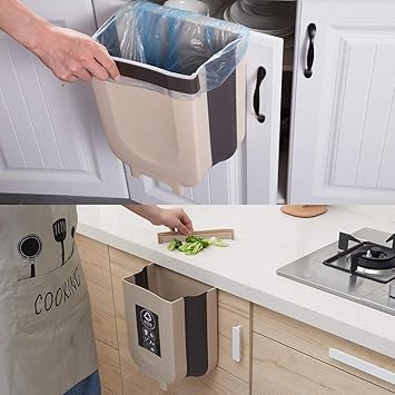 Glive Label Kitchen Hanging Waste Trash Bin Collapsible Garbage