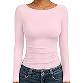 Trendy Queen Women's Boat Neck Tops Long Sleeve Shirts Casual Fitted Tee Shirts Solid Color Fall Basic Clothes 2026