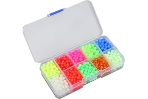GLOGLOW Nan 1000Pcs Box Plastic Fishing Beads, Soft Lures Kit for Night Fishing or Steelhead with Glow Features Bait