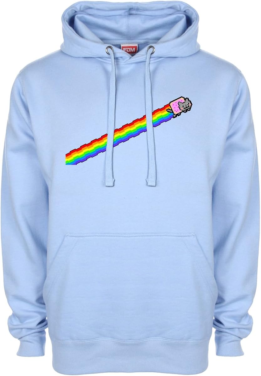 Nyan Cat Away Funny Gaming Hoodie LightBlue XXLarge (4850 inches) at Amazon Men’s Clothing