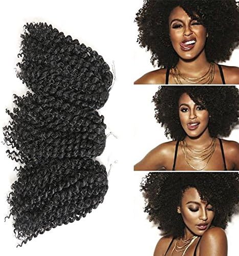 8Inches One Pack Marlybob Kinky Curly Hair Wavy Hair Crochet Hair Synthetic Hair Braiding Hair Extension (Black)