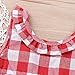 Baby Girls Plaid Ruffle Bowknot Tank Top+Denim Shorts Outfit with Headband