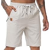 Men's Stretch Shorts Casual Classic Fit Drawstring Summer Beach Shorts with Zipper Pockets