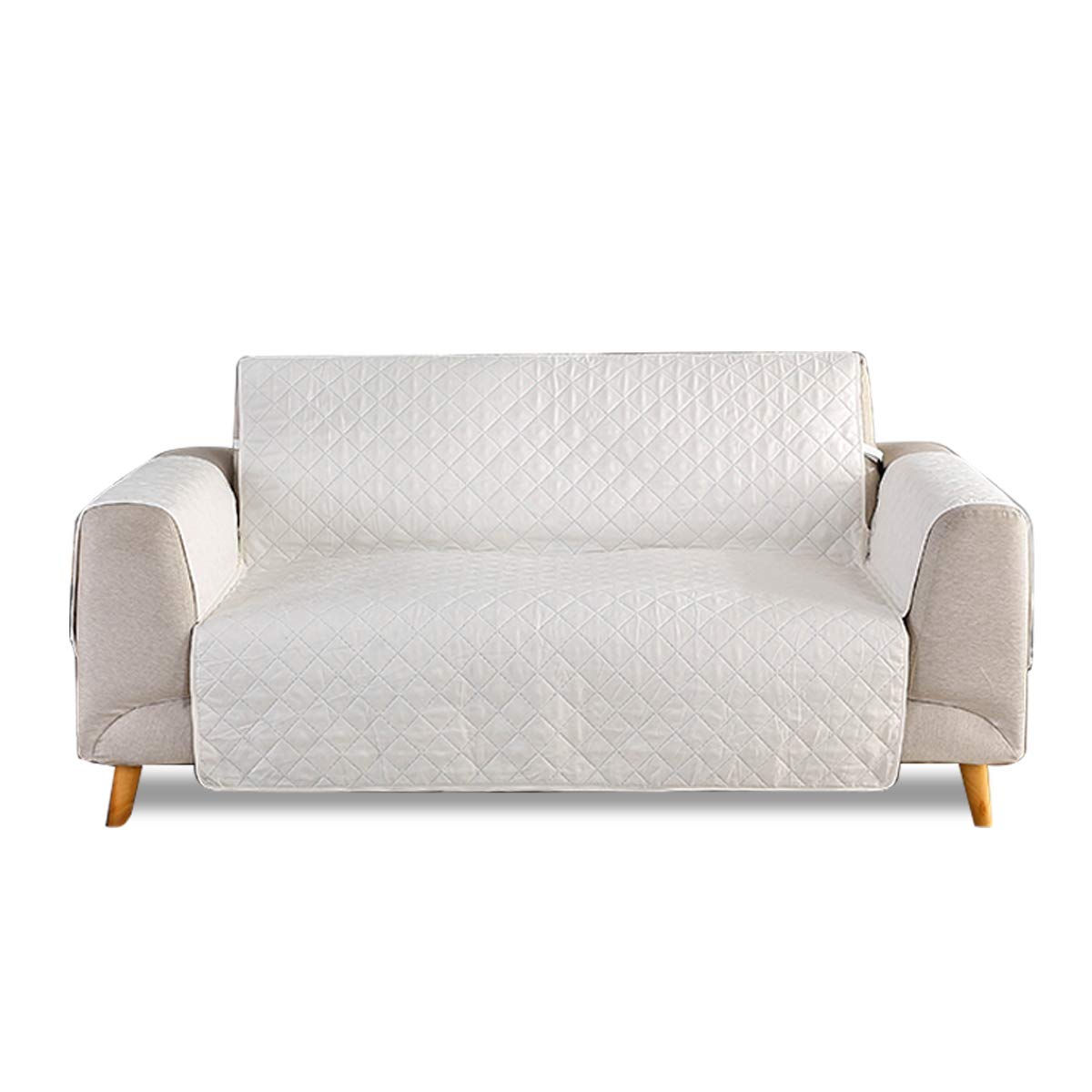 VanderHOME Sofa Slipcovers Quilted Sofa Protector Cover Non-Slip Armchair Covers Prevent Soiling Easy-care Machine Washable Furniture Protector Sofa Cover for Couch Sofa (1 Seater White)