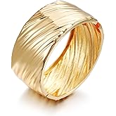 RAUCHBE Chunky Gold Bangle Bracelets for Women Hammered Texture Cuff Bangles Wrist Wrap Bangle Bracelet Jewelry