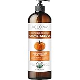 velona Pumpkin Seed Oil USDA Certified Organic - 16 Fl Oz | 100% Pure and Natural Carrier Oil | Unrefined, Cold Pressed | Cooking, Face, Hair, Body & Skin Care | Use Today - Enjoy Result
