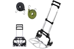 HBFBDRCT Folding Hand Truck, 165lbs Capacity Lightweight Portable Dolly with 2 TPR Silent Wheels for Home, Office, and Travel Use - Heavy Duty Utility Cart for Shopping