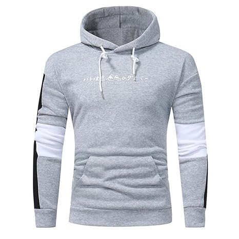 JYJM Herren Farbabstimmung Gedruckt Langärmeligen Männer Farbe Passenden Kapuzen Baumwoll Pullover Männer Japanische Druck Ja