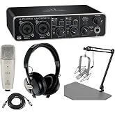 Behringer U-Phoria Studio Pro Complete Recording with UMC202HD Interface, Bundle With H&amp;A Broadcast Arm and 10' XLR Cable