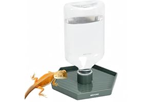 MRTIOO 17oz Terrarium Tank Reptile Food Feeders Bowl, Water Feeder Automatic Water Dispenser Waterer Feeding Accessories, for Geckos Lizards Turtle Bearded Dragons (Gray Green)
