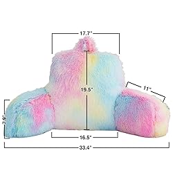 Holawakaka Large Faux Fur Bed Rest Pillow with