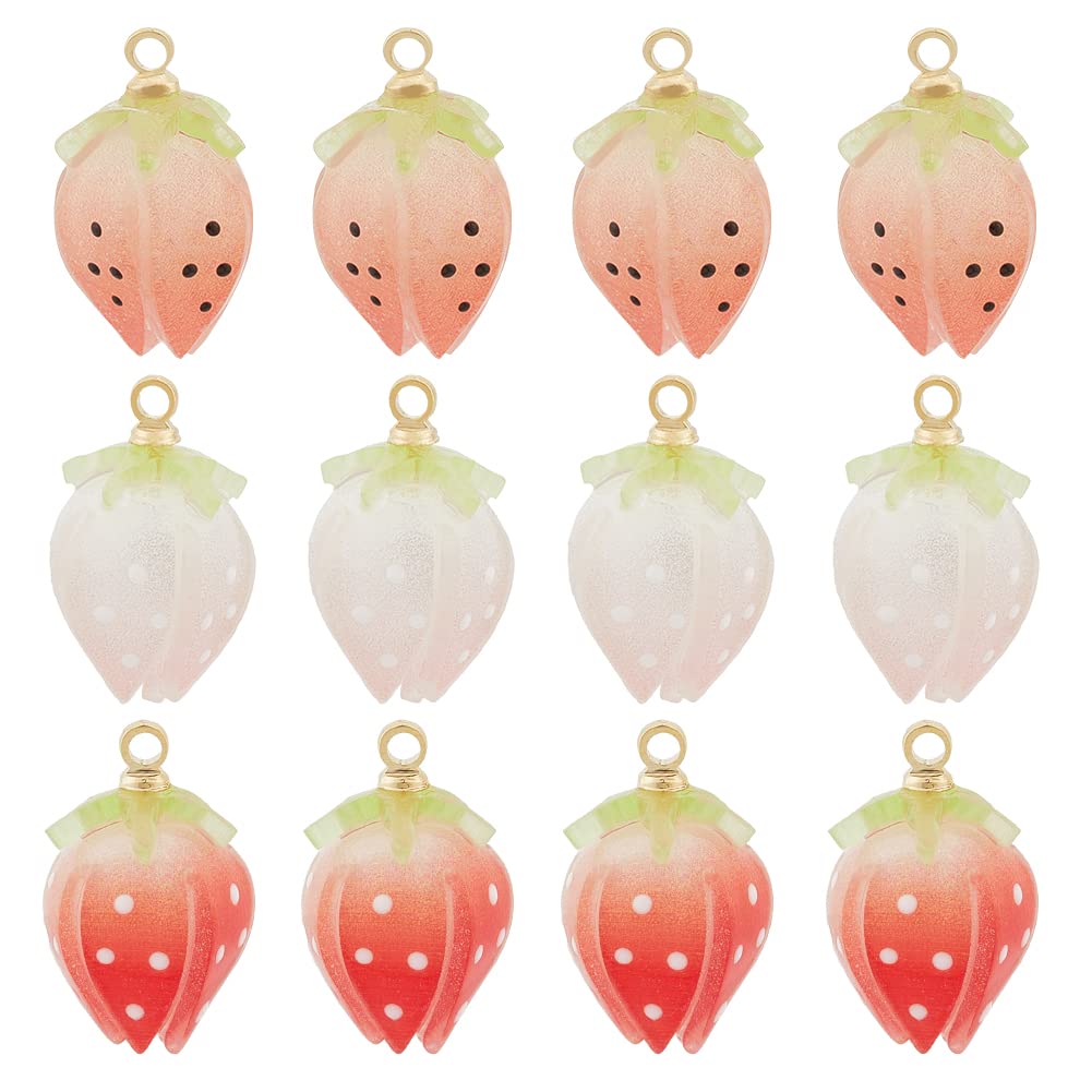 DICOSMETIC 12Pcs 3 Colors Enamel Rose Pendant June Birth Flower Pendant Rose Bud Charm Flower Pendant Brass Loops Drop Dangle Pendants for DIY Jewelry Making Craft Valentines Gift, Hole: 1.6mm