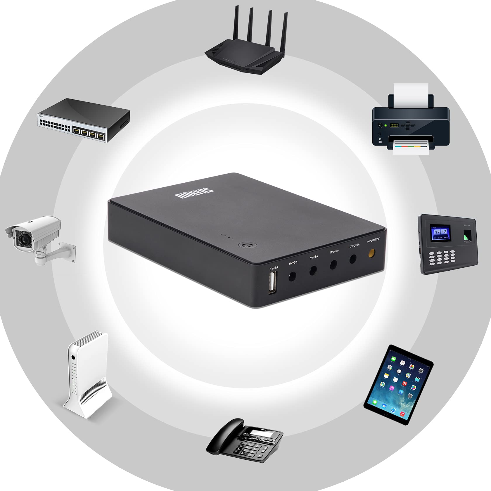 Shanqiu Mini UPS Battery Backup Uninterruptible Power Supply For Router