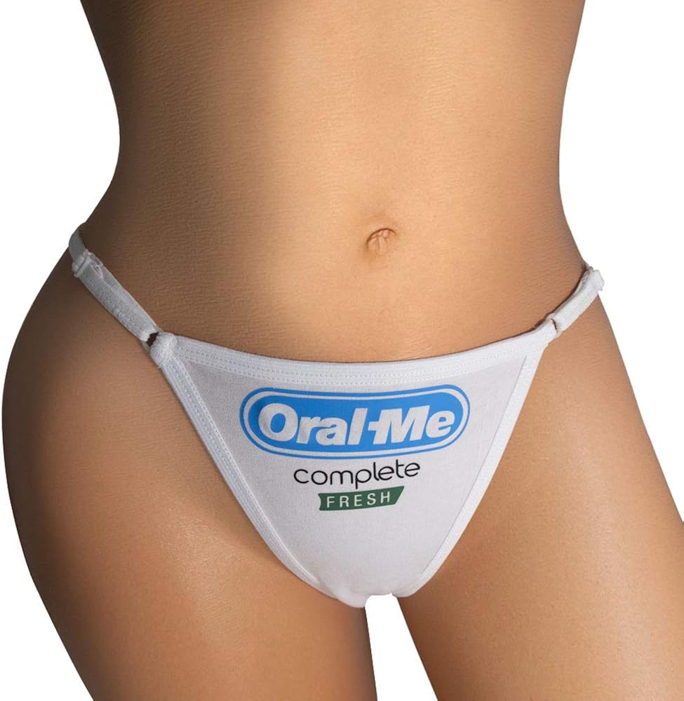 Ebsem ORAL ME Sexy Hipster Bikini Women's Funny Underwear Panties Briefs Lingerie Thong White: Clothing