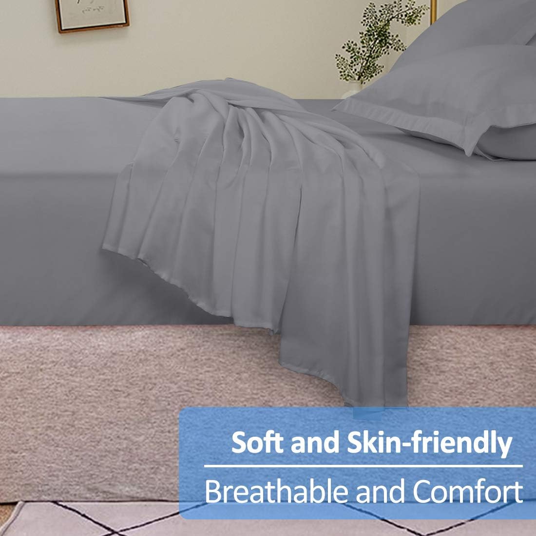 Balichun 6 Pack Flat Sheet Set -Premium Quality Sheet Soft and Breathable Wrinkle, Fade Resistant Bed Top Sheet for Hotel and Hospital Use,Twin Size Grey: Home & Kitchen