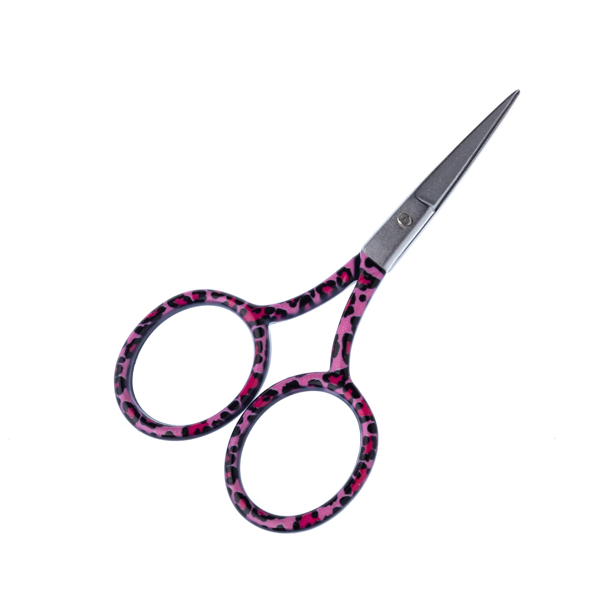 The Quilted Bear Pink Leopard Print Embroidery Scissors - Sharp 3.5" Blades for use as Embroidery, Cross Stitch, School, Applique or Nail Scissors with Your Choice of Design (Pink Leopard Print)