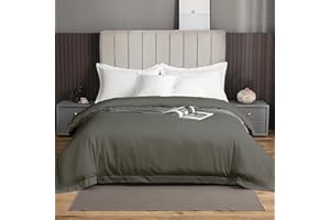 eBeddy Linens Luxury Duvet Cover Oversized King Size 120x98 Inch 100% Long-Staple Egyptian Cotton Soft and Breathable 1 Pieces Comforter Cover with Zipper Closure & Corner Ties, Dark Grey Solid