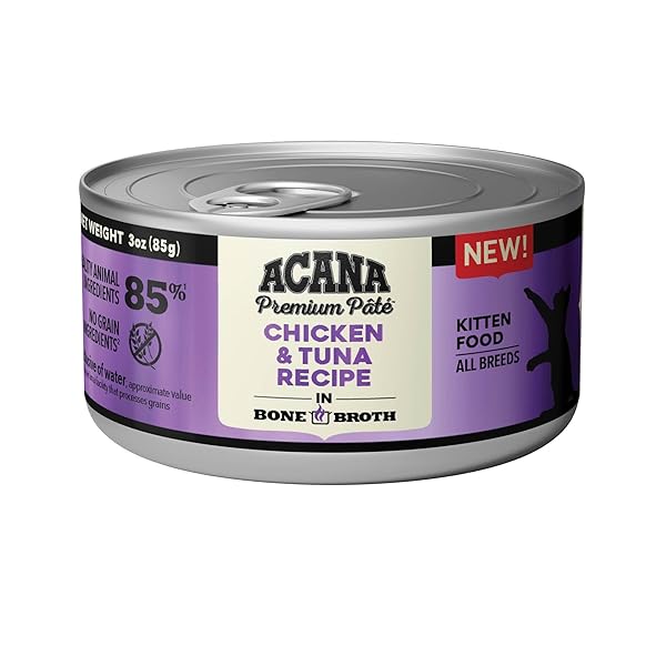 ACANA PREMIUM PATE KITTEN WET CAT FOOD IN BONE BROTH CHICKEN + TUNA RECIPE 3OZ CANS (24 COUNT)