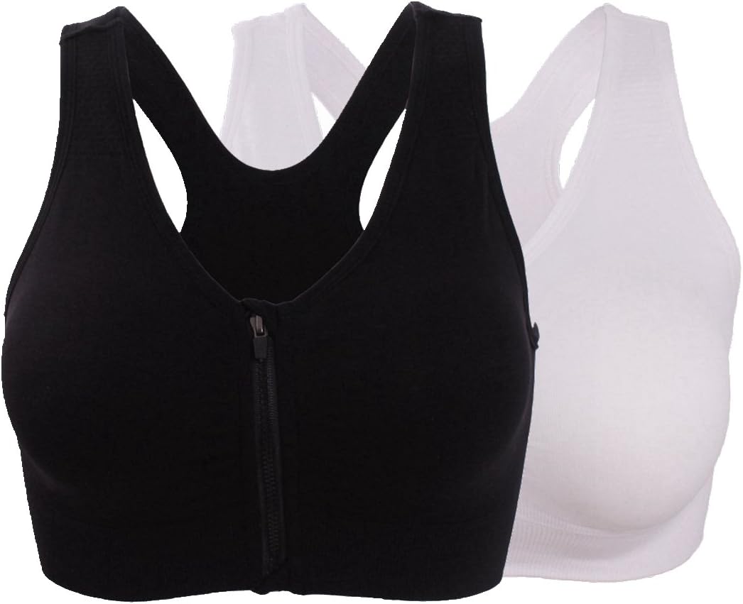 Women's Front Zipper Closure Sports Bra Padded Workout Yoga Bras