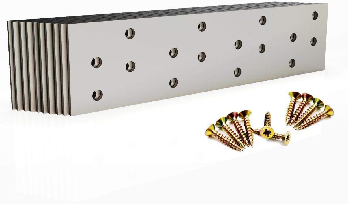 10 PK Galvanised Steel Timber Joining Plate with Wood Screws 160x40x2.0mm, Silver