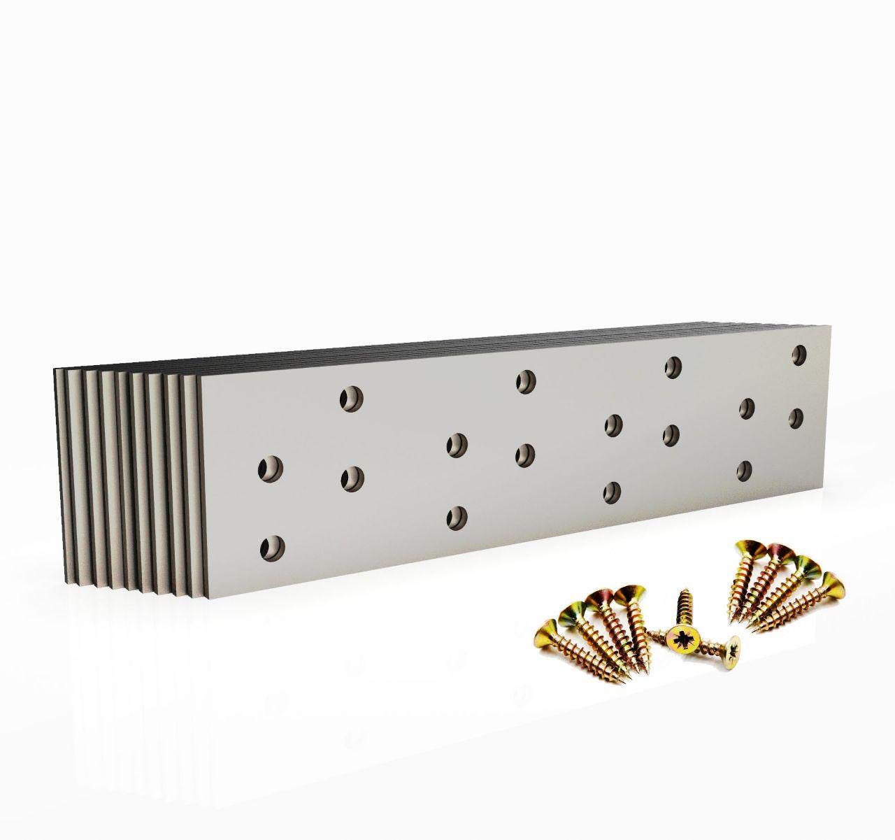 10 PK Galvanised Steel Timber Joining Plate with Wood Screws 160x40x2.0mm