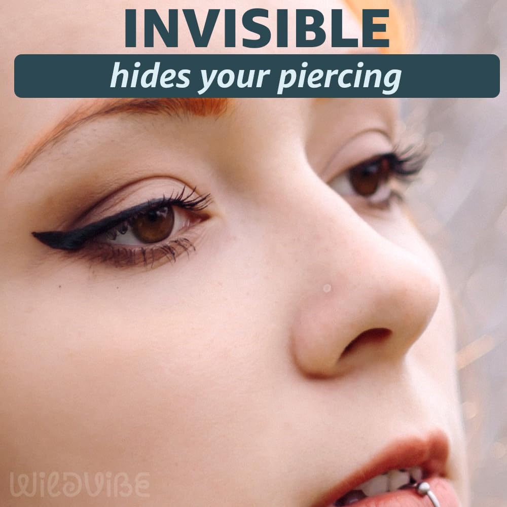 WildVibe 18g Clear Nose Studs for Work - L Shape Clear Nose Rings Piercing Retainers - Bioflex Plastic Nose Rings for Surgery - Flat Top 18 Gauge (1.0mm) 10pcs Pack