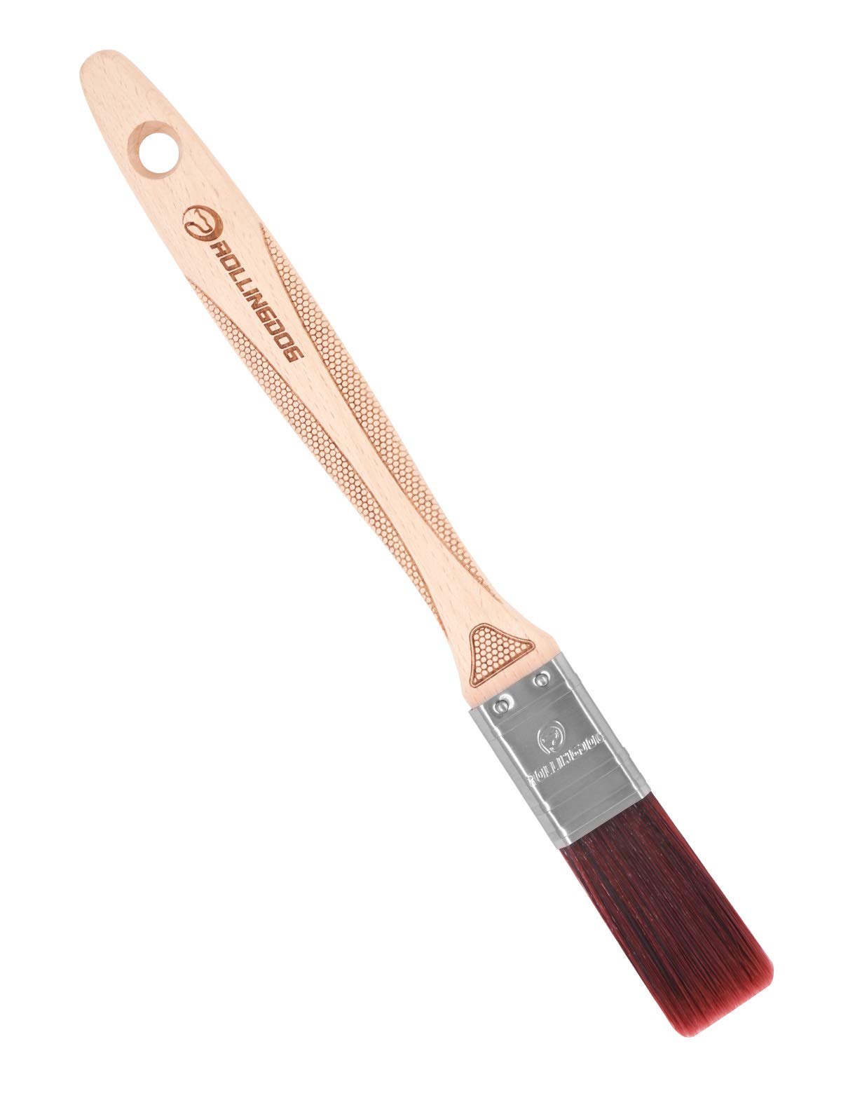 ROLLINGDOG 1" Flat Paint Brush With Laser Engraved Beech wood Handle and special synthetic filament，Wall Brush, Great For Cutting in and Detail Painting