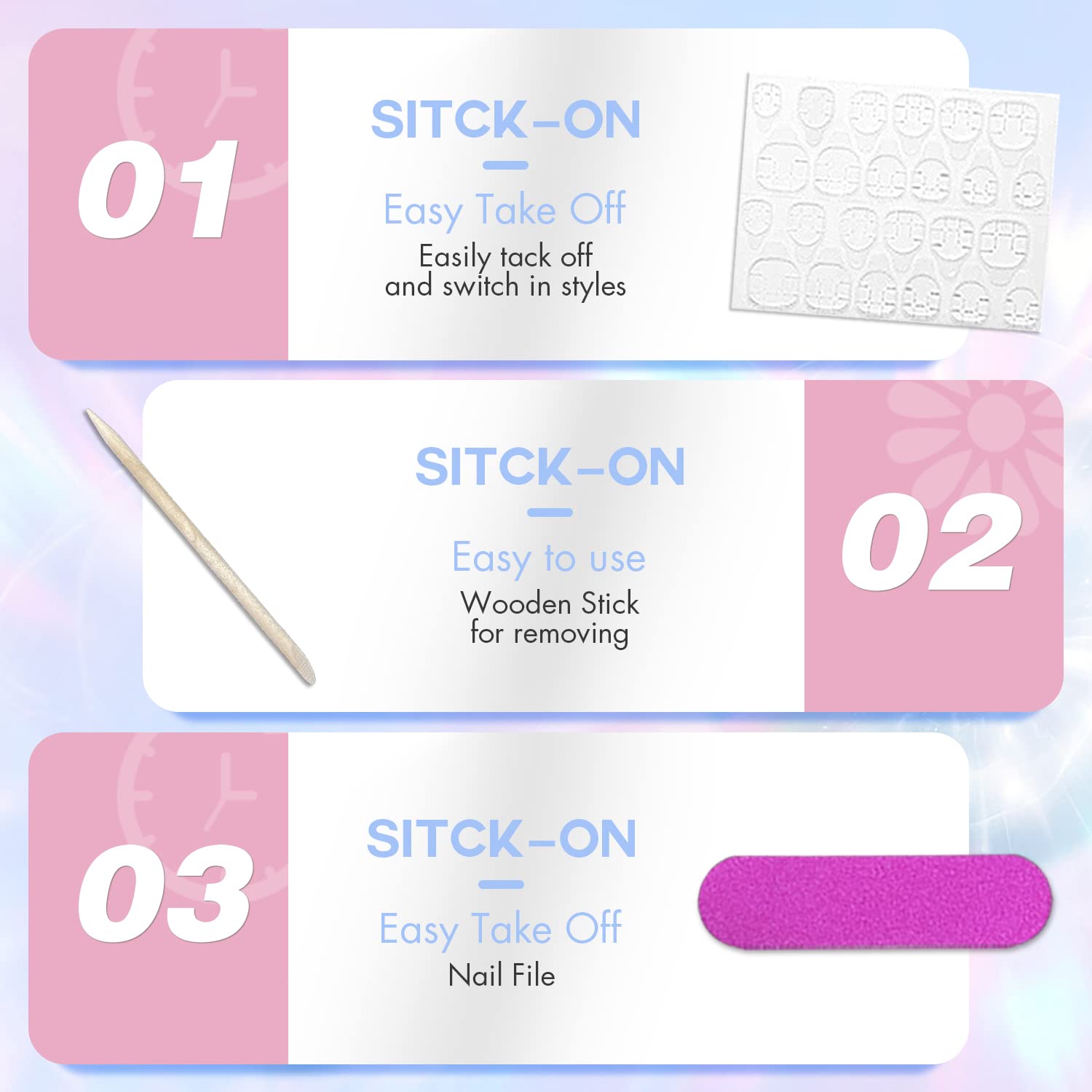 White Nails Press ons, Press on Nails Medium Square Glue on Nails Medium Length, Short Acrylic Nails Glue on Medium Coffin Nails Fake Nails False Nails for Women, Thick Solid Color Gel Nails 24Pcs - Image 5